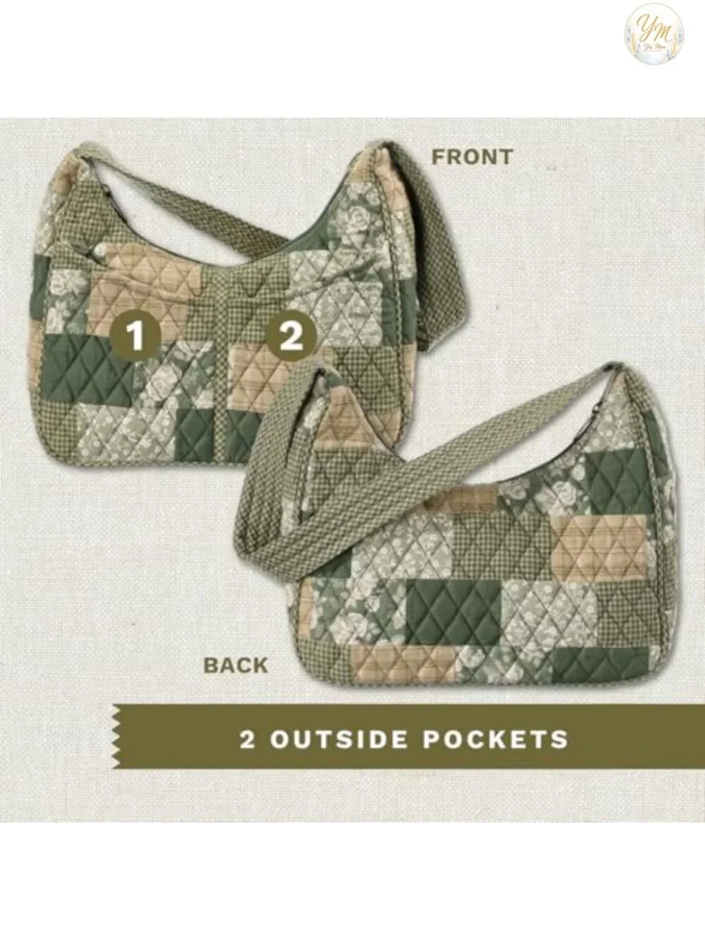 Quilted Shoulder Hobo Bag, Patchwork Cotton Purse, Women's Lightweight Handbag